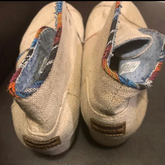 TOMS Womens Size 4 Linen Wedge Lace Up Ankle Boots Shoes Heel Bootie - Picture 4 of 8